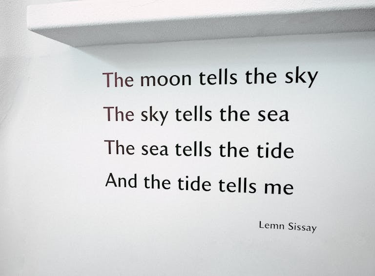 Serene wall art featuring an inspirational quote by Lemn Sissay about the elements.