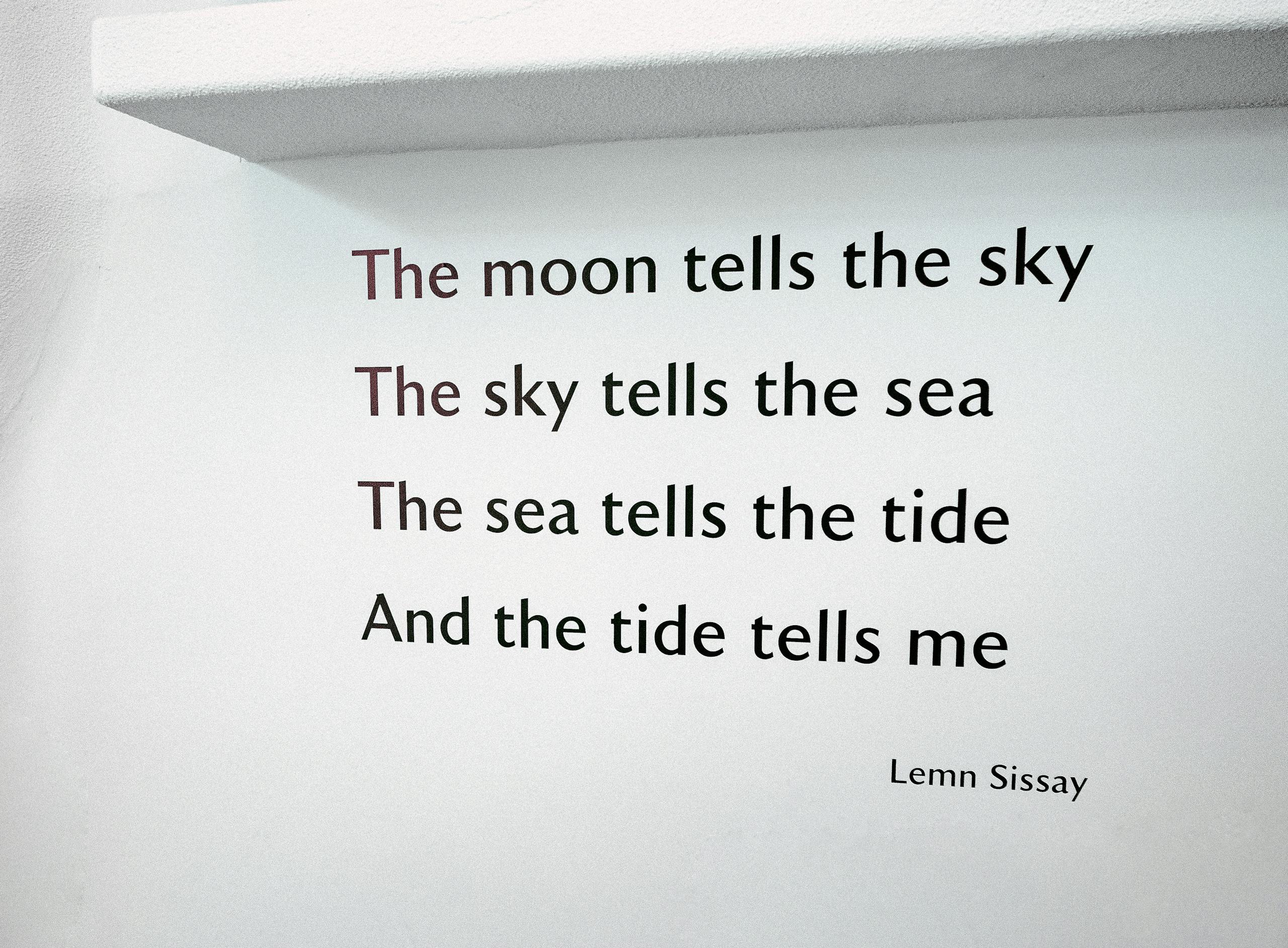 Serene wall art featuring an inspirational quote by Lemn Sissay about the elements.